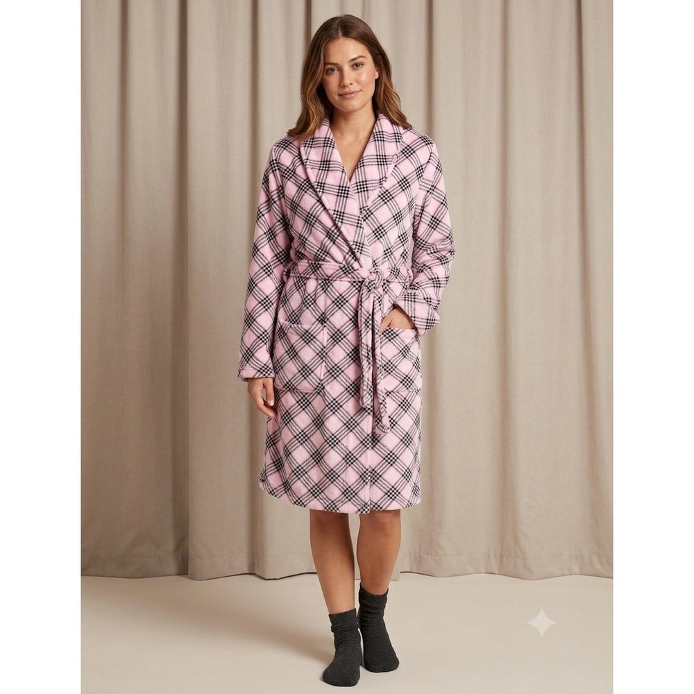 Victoria Secret Plaid Robe Women XS/S Pink NWT